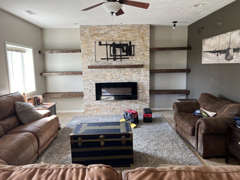 This image shows what custom shelving project looks like after remodeling has been done